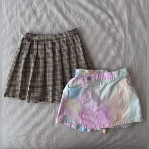 Plaid Skirt and Tie-Dye Denim Skirt Set - 5T